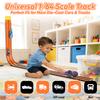 15Ft Flex Race Track for Kids, Black and Orange Double Lane Flexible Race Car Ramp Track with Suction Cups, 6 Cars, DIY Car Track Set Rolls up Portable Racetrack for Toddlers Ages 3-8. view 2