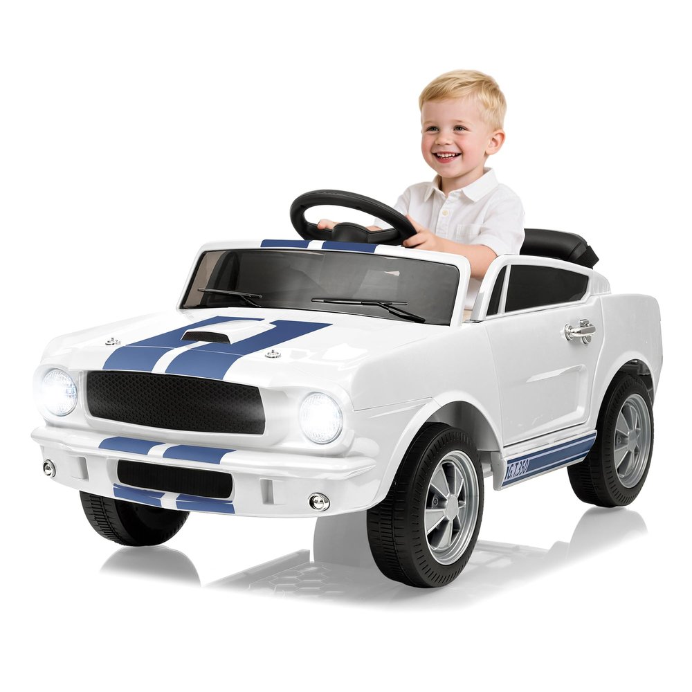 12V Ride on Toy Licensed Shelby Electric Car for Kids to Drive, Ride on Car with Remote Control, Adjustable 3 Speed, Multiple Panel, LED Lights, Shock Absorbers, Safety Belt, Easy Assembly, Xmas Gifts