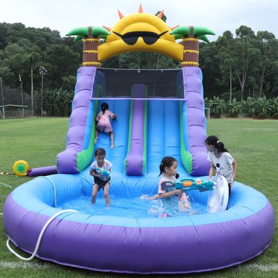 26FT(L) Commercial Grade Inflatable Water Slide for Adults Kids(Double Slides),Heavy Duty PVC Adult Water Slides with Big Water Pool(1100w UL Blower),Inflatable Waterslide for Backyard 26x12x14 FT