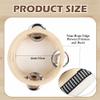 60 Pcs 4 Inch Wood Tambourine Natural Handheld Drums with Metal Bells Percussion Instruments for Wedding Favors Church Celebrations Classroom Party Activities view 2