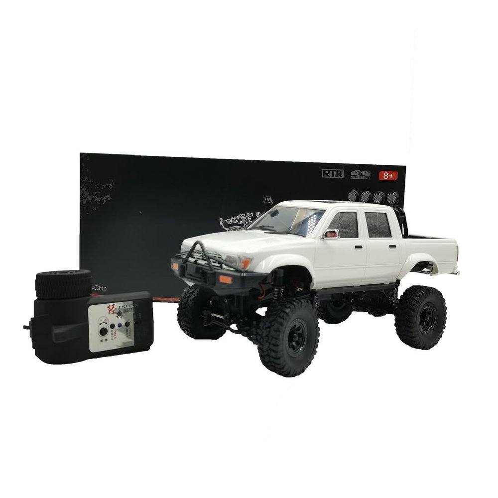 BICRKTOMXY WPL RC Pickup Truck, C64-1 1:16 Scale 2.4G 4WD All-Terrain Full Proportional Off-Road RC Rock Crawler Car for Indoor and Outdoor Play, Gifts for Adults (Two Batteries)