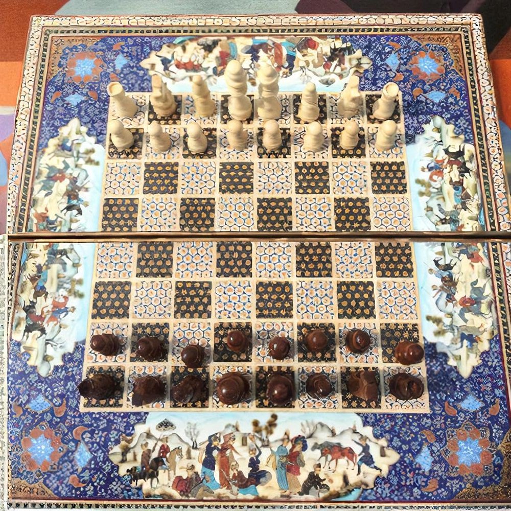 19.7" Handmade Backgammon Chess Set  Traditional Persian Khatam | Luxury Wooden Inlaid Game Board | Gift for Him, Dad, Xmas
