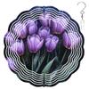 10-Inch Metal Wind Spinner Purple Tulips 3D Floral Wind Spinner, Unique Metal Hanging Kinetic Wind Sculpture Ornament Gifts for Women Yard Art Garden Patio Lawn Indoor Outdoor Decor view 1