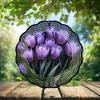 10-Inch Metal Wind Spinner Purple Tulips 3D Floral Wind Spinner, Unique Metal Hanging Kinetic Wind Sculpture Ornament Gifts for Women Yard Art Garden Patio Lawn Indoor Outdoor Decor view 2
