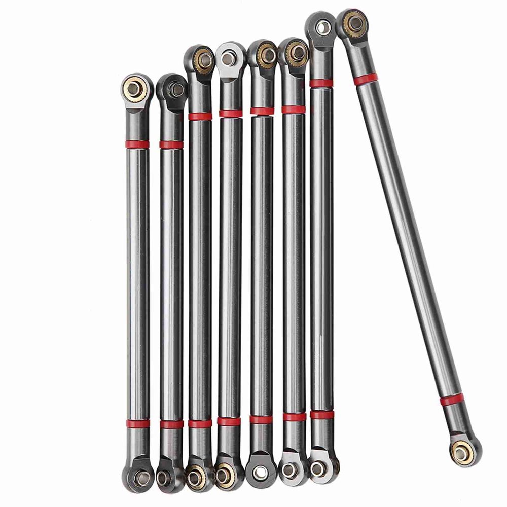 Aumotop RC Car Link Rod Kit, 8Pcs Aluminium Alloy Link Rod Set for SCX10 1/10 Scale 313mm Wheelbase, Ecofriendly Material, Installation Accessories Included (Blue Black)