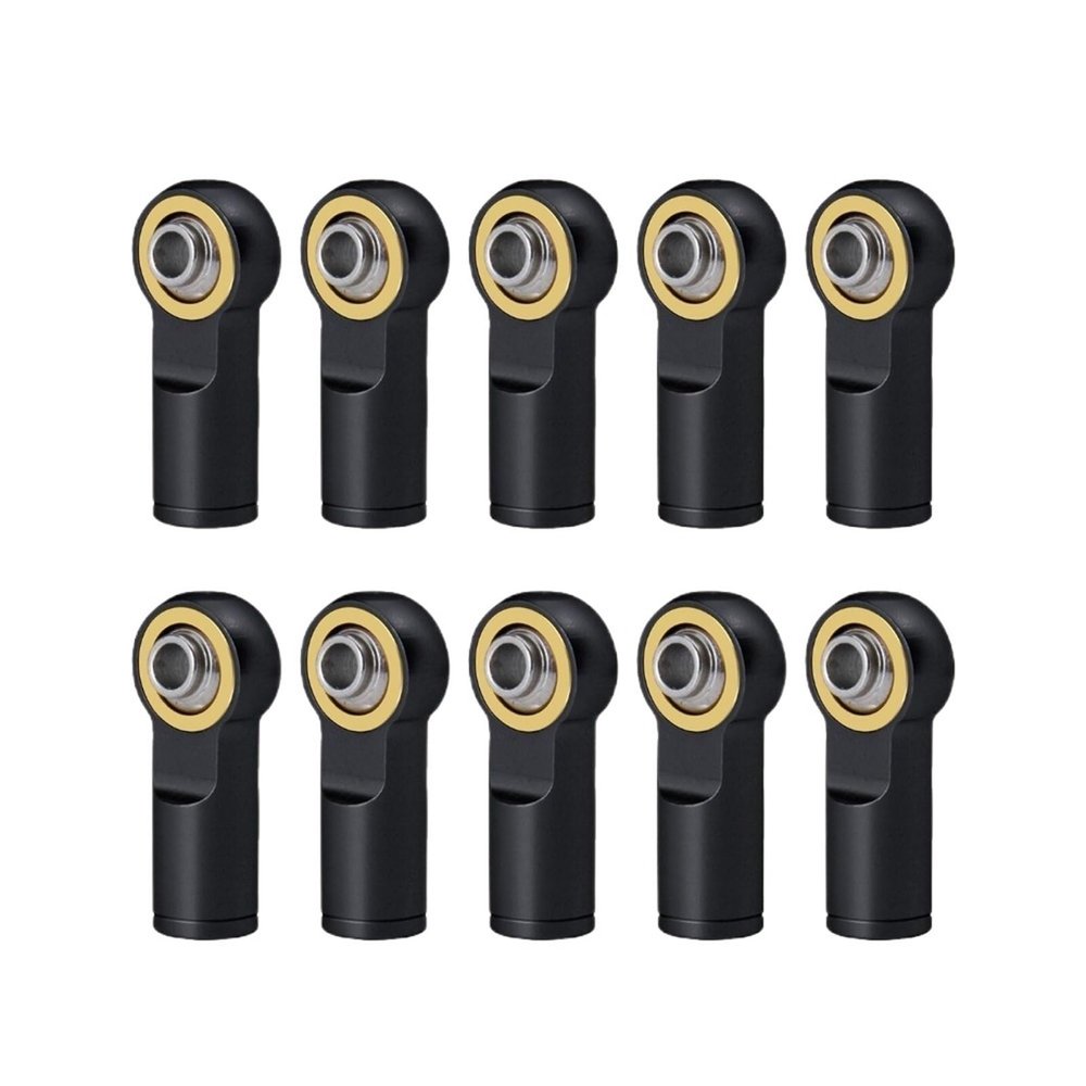 10Pcs Metal M3 19MM Aluminum Link Tie Rod End Ball Joint for 1/10 RC Car Crawler for AXIAL SCX10 D90 D110 for Tamiya CC01 Racing confident(10pcs black anti)