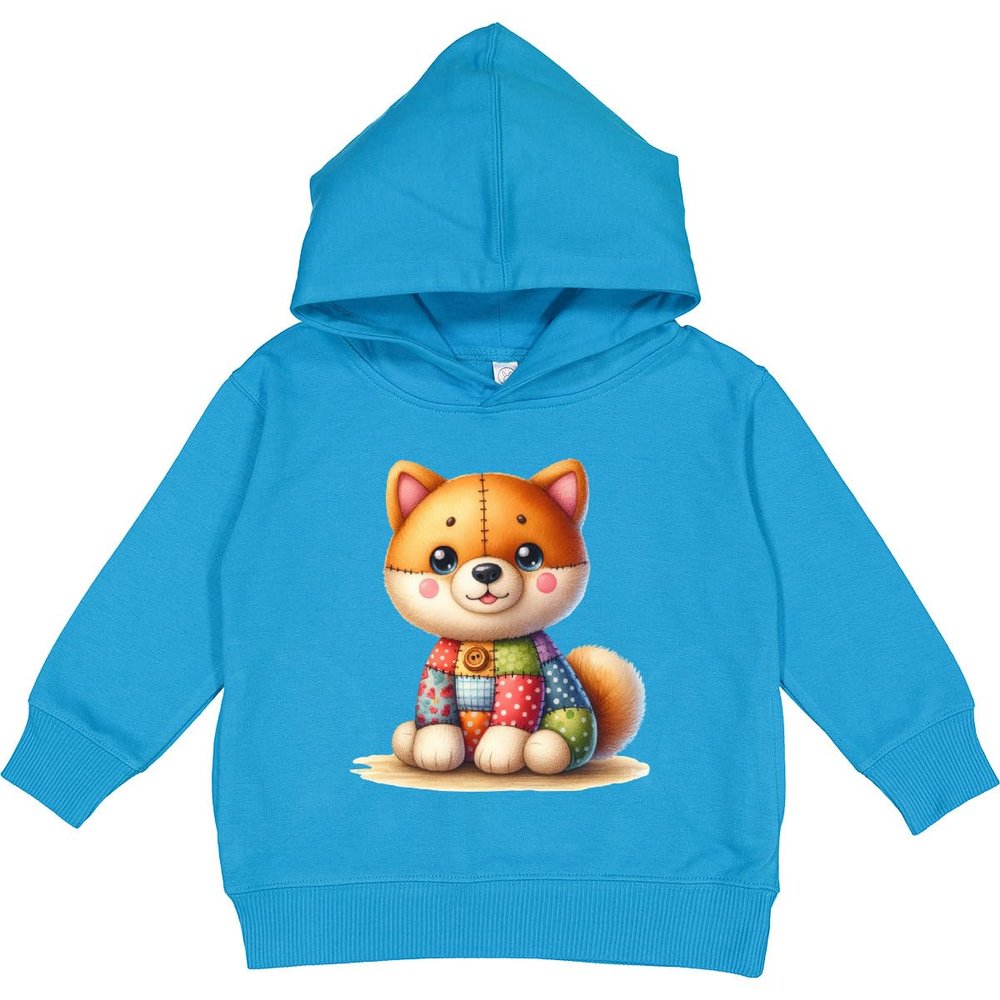 inktastic Puppy with Quilted Shirt Toddler Hoodie 2T Turquoise 47865