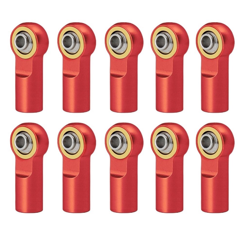 10Pcs Metal M3 19MM Aluminum Link Tie Rod End Ball Joint for 1/10 RC Car Crawler for AXIAL SCX10 D90 D110 for Tamiya CC01 Racing confident(Red)