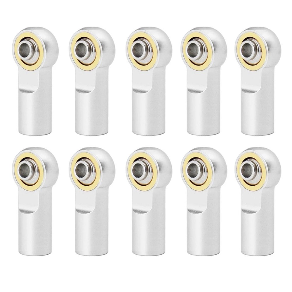10Pcs Metal M3 19MM Aluminum Link Tie Rod End Ball Joint for 1/10 RC Car Crawler for AXIAL SCX10 D90 D110 for Tamiya CC01 Racing confident(Silver)