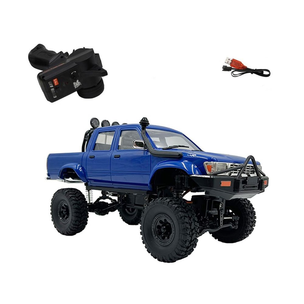 BICRKTOMXY WPL RC Pickup Truck, C64-1 1:16 Scale 2.4G 4WD All-Terrain Full Proportional Off-Road RC Rock Crawler Car for Indoor and Outdoor Play, Gifts for Adults (Two Batteries)