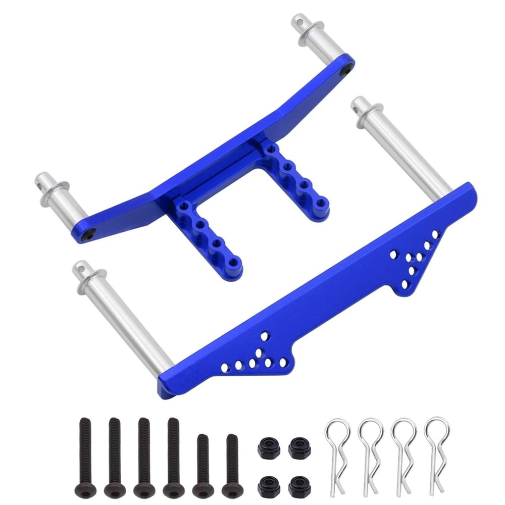 1/10 for Traxxas for Slash RC Car Metal Front & Rear Body Mounts with Body Posts Parts confident(Blue)