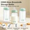 COMI Wide Neck Glass Breastmilk Collection n Storage Bottle, 2 Packs,10oz with Screw Ring Sealing Disk,Re-markable Sealing Disc,BPA Free,Fits Breast Pumps&Nipples(2 Green Lids) view 3