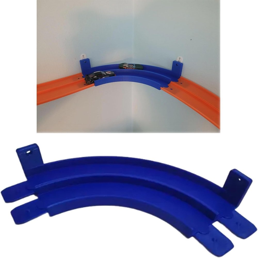 Wall Mounted 2-Lane Turn Track Connector, Compatible with Hot Wheels Tracks, Wall Track Curve Extension  Adult Use Only