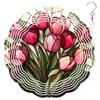 10-Inch Metal Wind Spinner Deep-red Tulips 3D Floral Wind Spinner, Unique Metal Hanging Kinetic Wind Sculpture Ornament Gifts for Women Yard Art Garden Patio Lawn Indoor Outdoor Decor view 1
