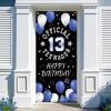 13th Happy Birthday Door Banner Backdrop, Blue Official Teenager Polyester Birthday Decorations for Boys Girls 13 Years Party Decor Photo Props Yard Sign Indoor Outdoor view 1