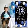 13th Happy Birthday Door Banner Backdrop, Blue Official Teenager Polyester Birthday Decorations for Boys Girls 13 Years Party Decor Photo Props Yard Sign Indoor Outdoor view 3