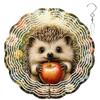10-Inch Metal Wind Spinner Hedgehog Holds Red Apple 3D Animal Wind Spinner, Unique Metal Hanging Kinetic Wind Sculpture Ornament Gifts for Women Yard Art Garden Patio Lawn Indoor Outdoor Decor view 1