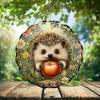 10-Inch Metal Wind Spinner Hedgehog Holds Red Apple 3D Animal Wind Spinner, Unique Metal Hanging Kinetic Wind Sculpture Ornament Gifts for Women Yard Art Garden Patio Lawn Indoor Outdoor Decor view 2