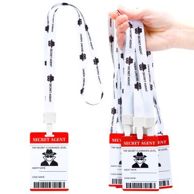 50 Sets Secret Agent Badge Name Tags Secret Agent Accessories Detective Badges Spy Kit for Kids Secret Agent Lanyards and PVC Card Top Secret Party Favor for Teacher Classroom Birthday Party