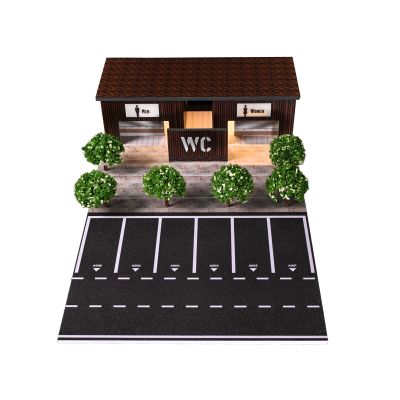 1/64 Diorama Toilet Garage Model,3-Color LED Street Building Model Scene