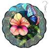 10-Inch Metal Wind Spinner Butterfly on Hibiscus 3D Floral Wind Spinner, Unique Metal Hanging Kinetic Wind Sculpture Ornament Gifts for Women Yard Art Garden Patio Lawn Indoor Outdoor Decor view 1