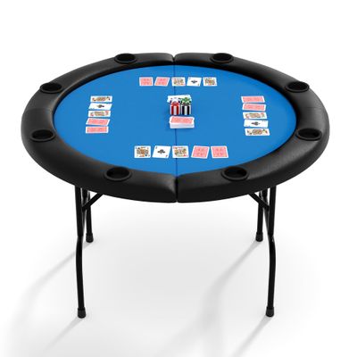 LuyFuitre 8 Player Round Folding Poker Table with Cup Holders, 48 Inch Professional Casino Grade Card Table for Texas Holdem & Blackjack, Portable Multi Gaming Table for Home, Man Cave