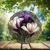 10-Inch Metal Wind Spinner White and Purple Tulips 3D Floral Wind Spinner, Unique Metal Hanging Kinetic Wind Sculpture Ornament Gifts for Women Yard Art Garden Patio Lawn Indoor Outdoor Decor view 2