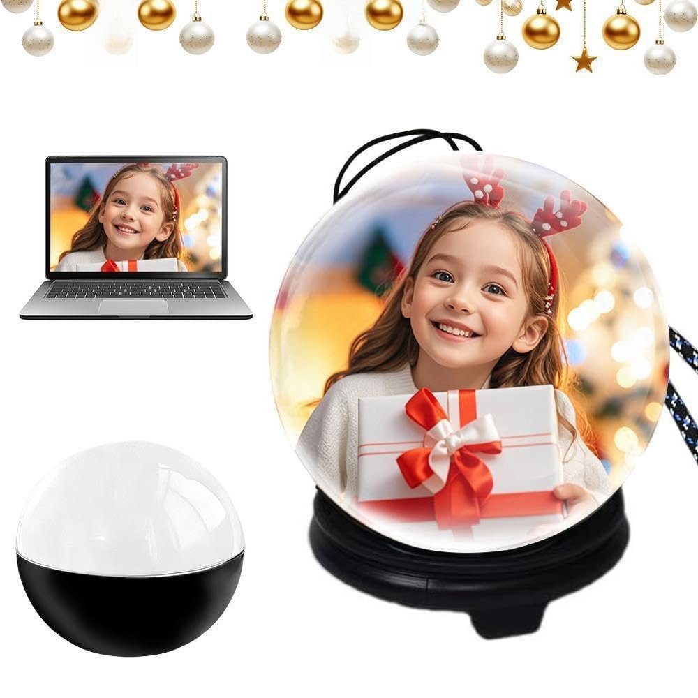 Crystal Ball Video Player, Personalized 3D Digital Display Sphere Memory Lamp, Electronic Crystal Ball Custom Video Sphere, Portable Digital Photo & Videos Player for Room Decor (black)