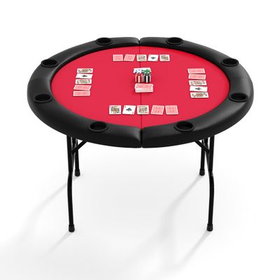 LuyFuitre 8 Player Round Folding Poker Table with Cup Holders, 48 Inch Professional Casino Grade Card Table for Texas Holdem & Blackjack, Portable Multi Gaming Table for Home, Man Cave