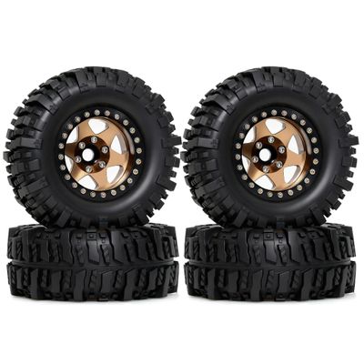 1.9'' Crawler Tires Mud Slingers Tyre OD 3.75'' For 1/12 RC Crawler MJX H12Y+ MN-128 MN82S LC79 1.9'' Beadlock Wheels (Green)