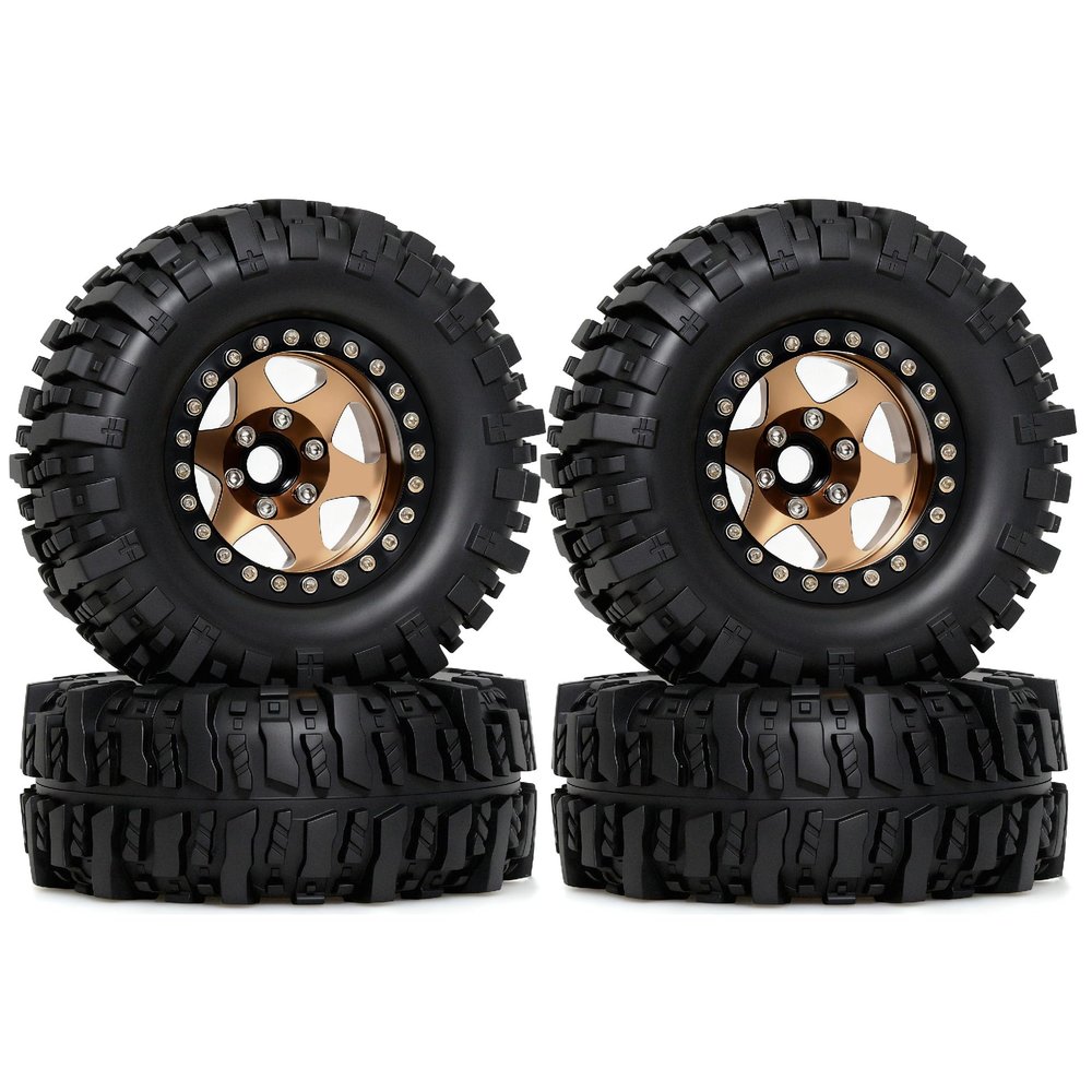 1.9'' Crawler Tires Mud Slingers Tyre OD 3.75'' For 1/12 RC Crawler MJX H12Y+ MN-128 MN82S LC79 1.9'' Beadlock Wheels (Green)