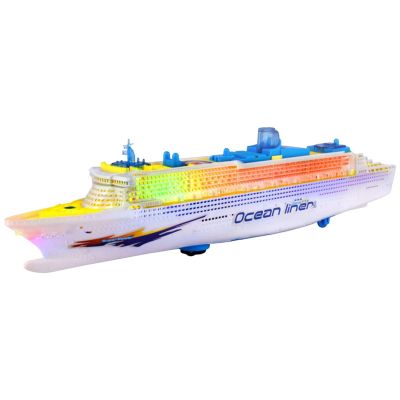 Cruise Ship Model  49x6x10.5cm UniversalWheel OceanLiner, Flashing LED Maritime Vessel | Nautical VoyageDecor Showcase Piece, OceanTheme PartyDisplay Accessory, Kids ImaginationPlay