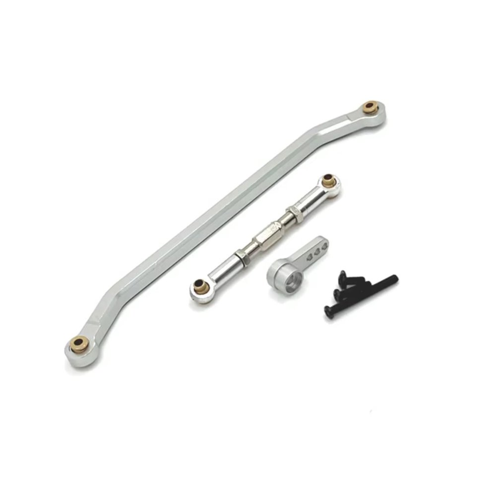 Rc Accessories For MN128 MN86 MN86S MN86K MN86KS For MN G500 1/12 Metal Steering Link Rod Pull Rod And Servo Arm RC Crawler Car Upgrade Parts(Silver)