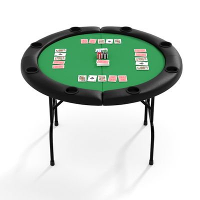 LuyFuitre 8 Player Round Folding Poker Table with Cup Holders, 48 Inch Professional Casino Grade Card Table for Texas Holdem & Blackjack, Portable Multi Gaming Table for Home, Man Cave