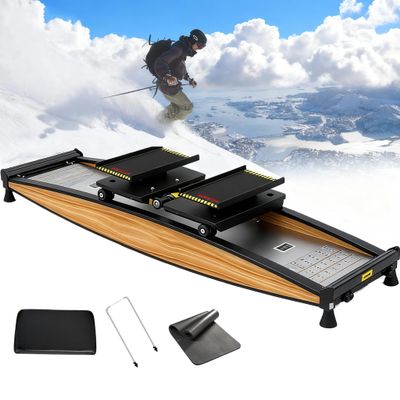 DIUNAOZI Simulated Ski Machine,Balance Board with Adjustable Resistance 0-100kg, Portable Ski Exercise Equipment, 330 lbs Capacity Balance Trainer for Full Body Workout with Ski Poles and Mats