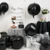 10Pcs Black Round Foil Balloons, 22" 18" 15" 4D Helium Sphere Mylar Balloon, Metallic Black Foil Baloon for Birthday Graduation Wedding Anniversary New Year Eve Disco Party Decorations view 2