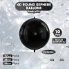 10Pcs Black Round Foil Balloons, 22" 18" 15" 4D Helium Sphere Mylar Balloon, Metallic Black Foil Baloon for Birthday Graduation Wedding Anniversary New Year Eve Disco Party Decorations view 3