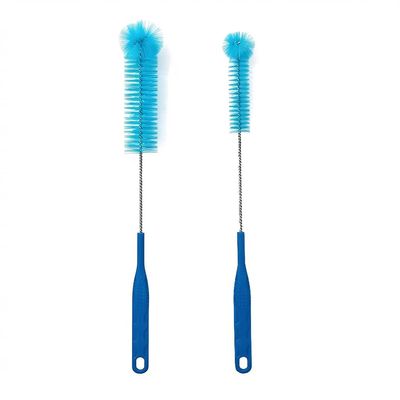 15.5 Inch Long Bottle Brush with 360 Rotating Head - Soft Bristles for Washing Glass, Narrow Neck Bottles, Wine Bottles, Vase, Hummingbird Feeder, Dishwasher Hose & Aquarium Tube, 2 Pack
