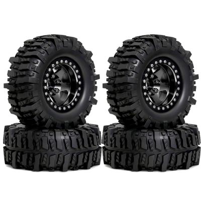 1.9'' Crawler Tires Mud Slingers Tyre OD 3.75'' For 1/12 RC Crawler MJX H12Y+ MN-128 MN82S LC79 1.9'' Beadlock Wheels (Black)