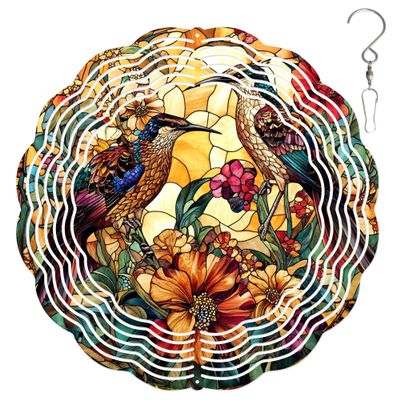10-Inch Metal Wind Spinner Pair of Lovebirds 3D Bird Wind Spinner, Unique Metal Hanging Kinetic Wind Sculpture Ornament Gifts for Women Yard Art Garden Patio Lawn Indoor Outdoor Decor