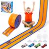 FUTESI Flexible Race Car Track for Kids 15 Ft Flex Tracks Starter Set Compatible with Diecast 1/64th Cars Portable Rolls Up Race Tracks with Strong Suction Cups Birthday Gifts for Boys Girls Ages 3+ view 1