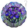 10-Inch Metal Wind Spinner Purple Irises 3D Floral Wind Spinner, Unique Metal Hanging Kinetic Wind Sculpture Ornament Gifts for Women Yard Art Garden Patio Lawn Indoor Outdoor Decor view 1