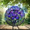 10-Inch Metal Wind Spinner Purple Irises 3D Floral Wind Spinner, Unique Metal Hanging Kinetic Wind Sculpture Ornament Gifts for Women Yard Art Garden Patio Lawn Indoor Outdoor Decor view 2