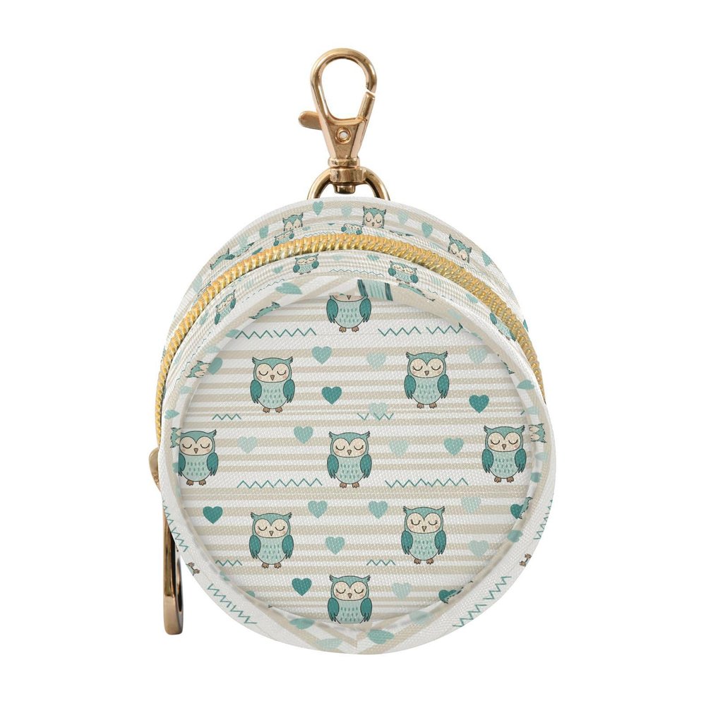 Cute Owls Hearts White Pattern Pacifier Holder Case with Clip Portable Pacifier Storage Pouch for Girls Boys