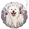 10-Inch Metal Wind Spinner Samoyed in Lavender Flowers 3D Dog Wind Spinner, Unique Metal Hanging Kinetic Wind Sculpture Ornament Gifts for Women Yard Art Garden Patio Lawn Indoor Outdoor Decor (1) view 1
