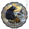 10-Inch Metal Wind Spinner Black Bear by Stream 3D Wildlife Wind Spinner, Unique Metal Hanging Kinetic Wind Sculpture Ornament Gifts for Women Yard Art Garden Patio Lawn Indoor Outdoor Decor view 1