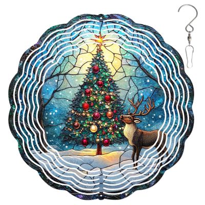 10-Inch Metal Wind Spinner Christmas Tree 3D Wind Spinner, Unique Metal Hanging Kinetic Wind Sculpture Ornament Gifts for Women Yard Art Garden Patio Lawn Indoor Outdoor Decor (1)