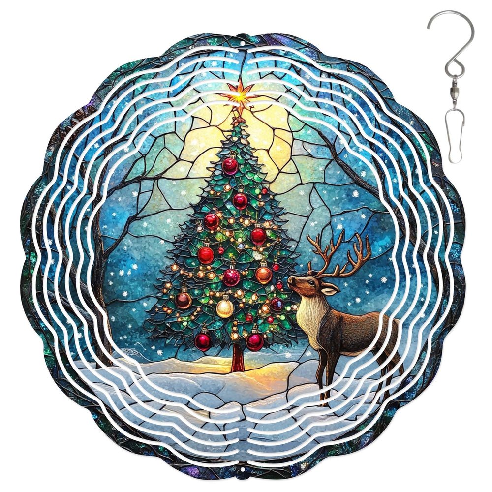 10-Inch Metal Wind Spinner Christmas Tree 3D Wind Spinner, Unique Metal Hanging Kinetic Wind Sculpture Ornament Gifts for Women Yard Art Garden Patio Lawn Indoor Outdoor Decor (1)