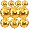 10Pcs Gold Round Foil Balloons, 22" 18" 15" 4D Helium Sphere Golden Balloon, Metallic Gold Foil Baloon for Graduation Birthday Wedding New Year 2026 Disco Anniversary Party Decorations view 1