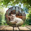 10-Inch Metal Wind Spinner White Cat on Ornate Couch 3D Pet Wind Spinner, Unique Metal Hanging Kinetic Wind Sculpture Ornament Gifts for Women Yard Art Garden Patio Lawn Indoor Outdoor Decor view 2